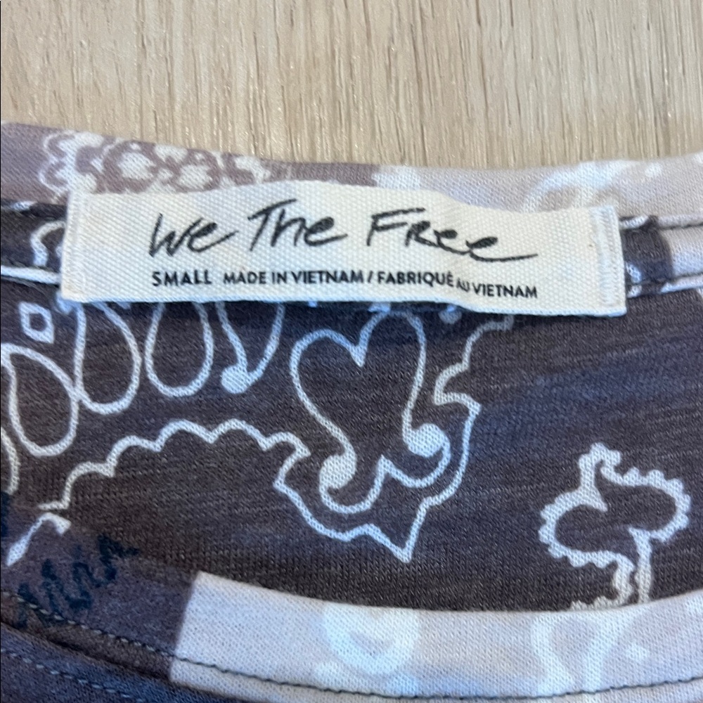 Free People Size Small Patchwork Patterned T-Shirt - image 5